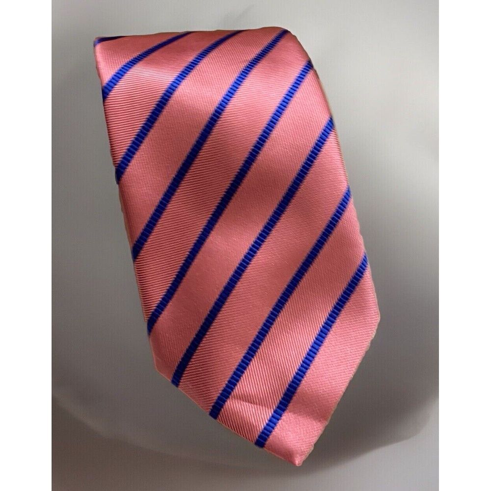 HUGH PARSONS 100%‎ Silk Tie Made in Italy Pink & Royal Blue 59"